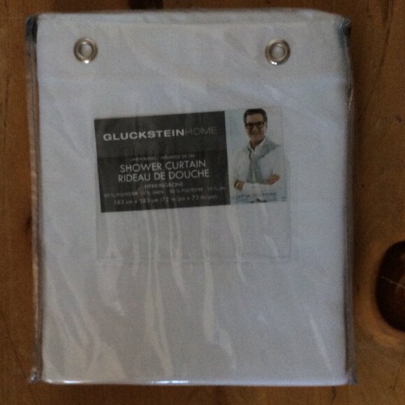 NWT - Large Luxury White Linen‑Blend Fabric Shower Curtain – 72" x 72" - Picture 1 of 4